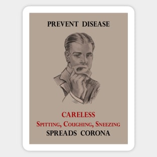 PREVENT DISEASE CORONA Vintage 1920s Health Campaign Detailed Sticker